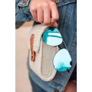 NEW JULIA ROSE unisex alex high quality aviator sunglasses in black/blue